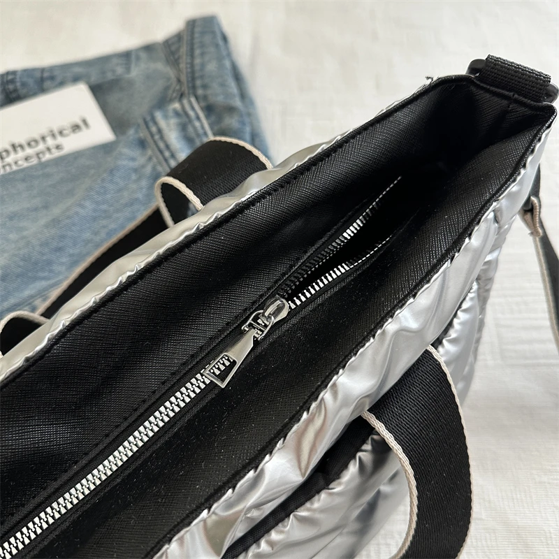 sac fourre tout matelassé de luxe pour femmes, sac à bandoulière bouffant de grande capacité, sacoche en nylon, cadeau, hiver 2025