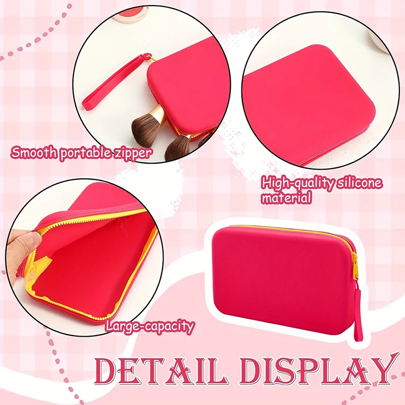 sac de rangement carré en silicone, sac de voyage portable pour cosmétiques et articles de toilette, sac à cosmétiques étanche multifonctionnel avec fermeture éclair