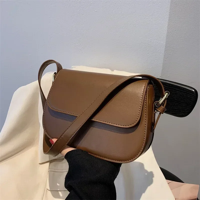 petit sac de selle rétro à texture avancée pour femmes, sacoche populaire assortie avec tout, sacs sous les bras, sac à bandoulière carré, nouvelle collection 2025