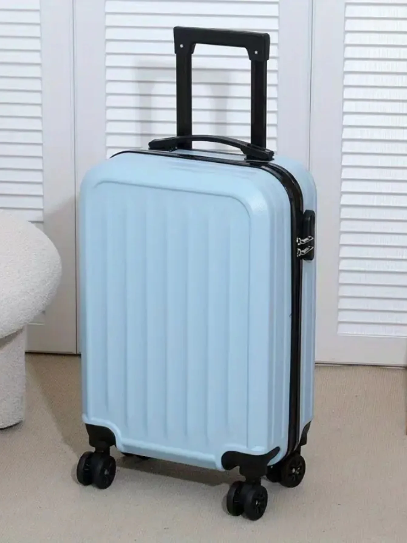valise à coque rigide de 20 pouces, grande capacité, boîtier de chariot de voyage pour étudiants, fermeture éclair avec verrouillage par mot de passe, matériau abs + pc durable, poignée en fer et aluminium, roue rotative