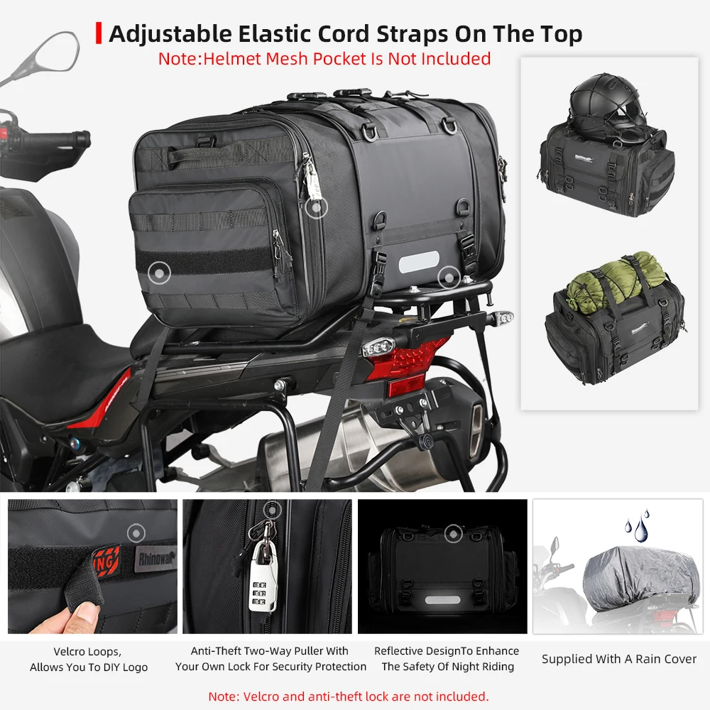 bal inowalk sac à bagages de voyage pour moto, étanche, extensible, grande capacité, queue de moteur, coffre, sac t1, la plupart des motos, 19l 80l