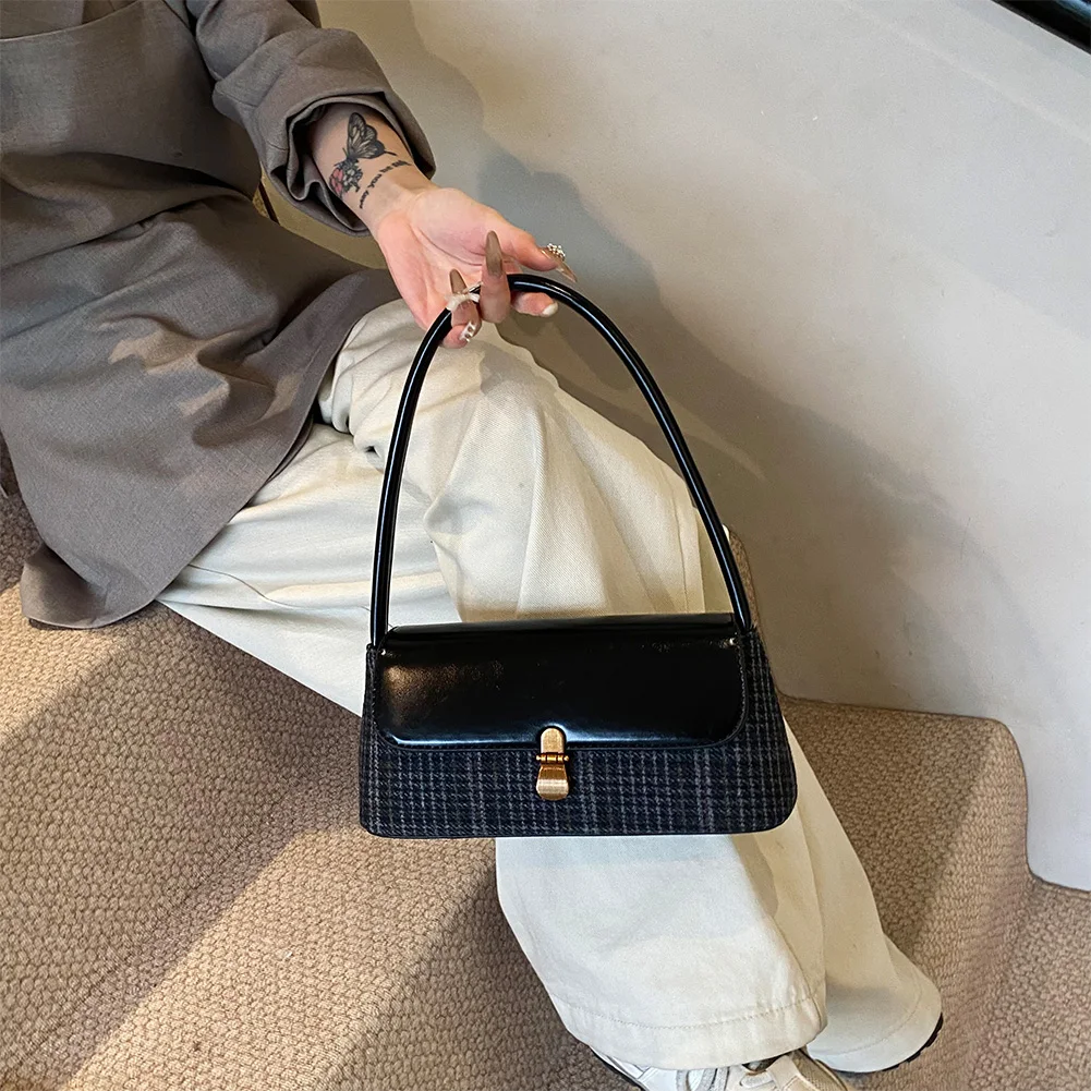 sac à main à carreaux en pu pour femme, sac à main grande capacité, fourre tout, fermeture à glissière, rabat, mode initiée, sac à main ati elles vintage