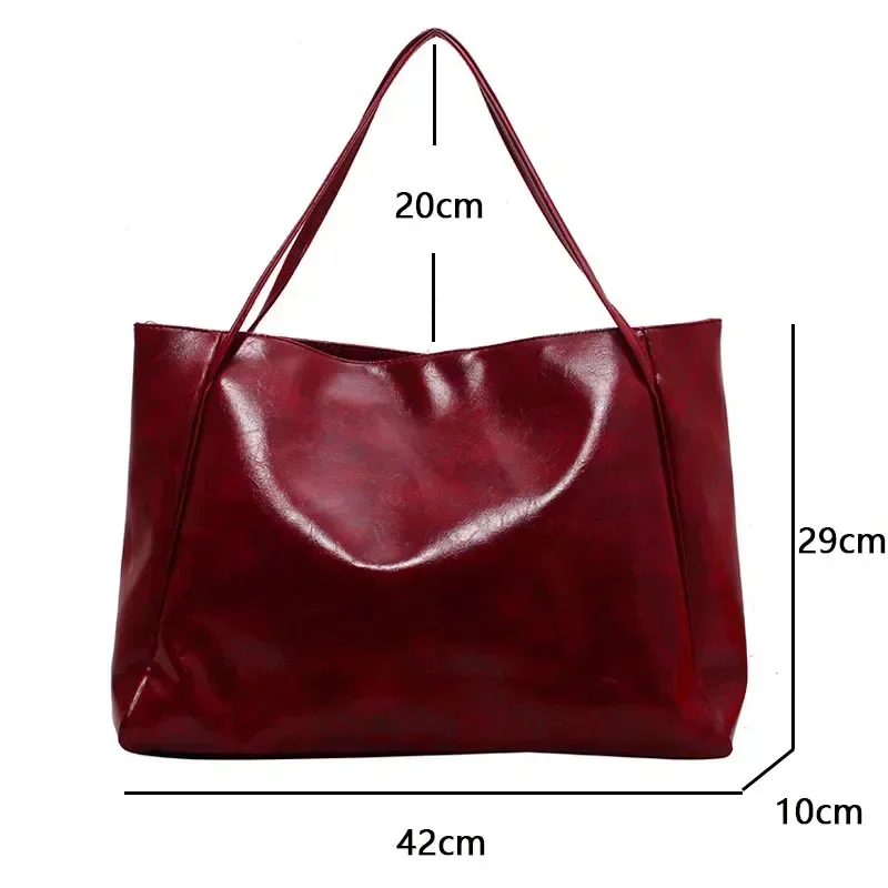 sacs fourre tout pour femmes grande capacité pochette sous les bras sac à bandoulière en cuir pu souple rétro sac à main décontracté sac seau portable 2025 nouveau