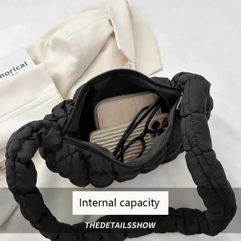 sacs à bandoulière plissés matelassés pour femmes sac rembourré sacs à main en nylon sac à main seau bulles de nuage hobo puffer sac fourre tout en nylon bolsas