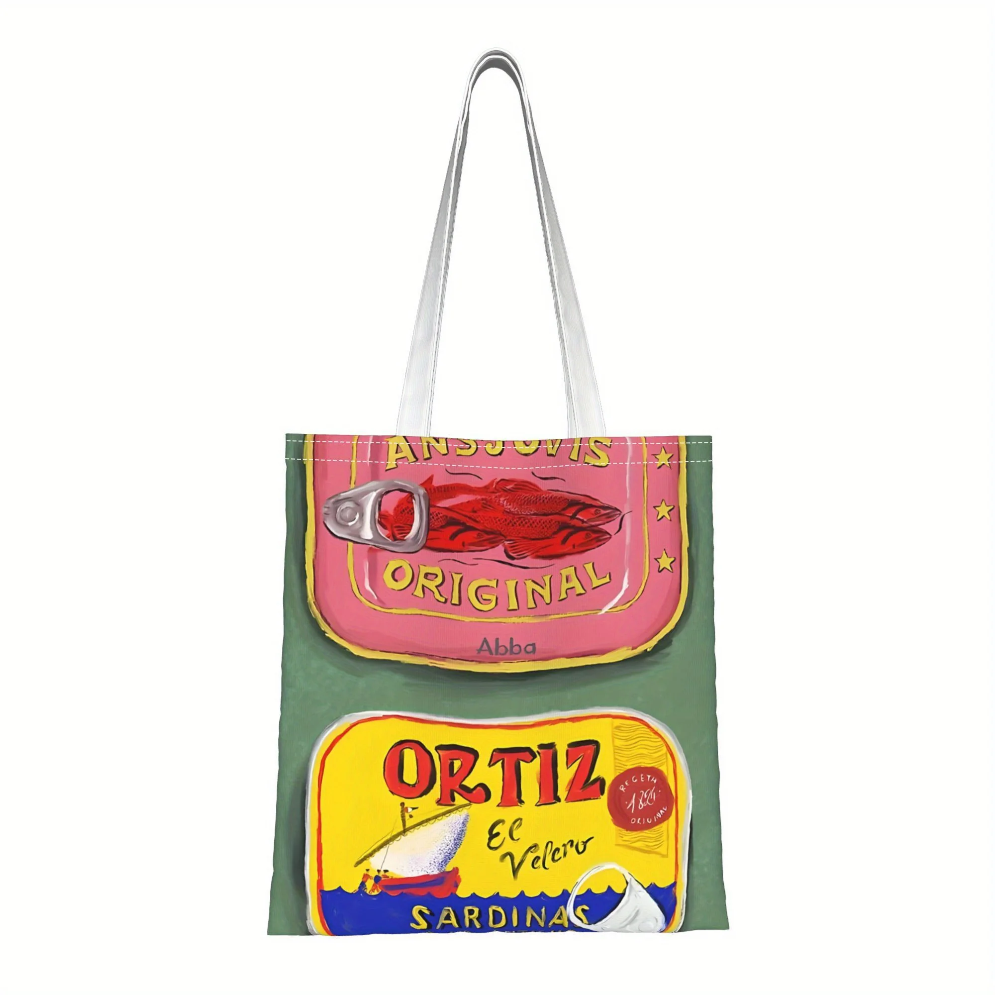 Sac fourre-tout Chic au design sardine – Durable, bandoulière fixe, sac à main de shopping sans fermeture avec poche pour accessoires
