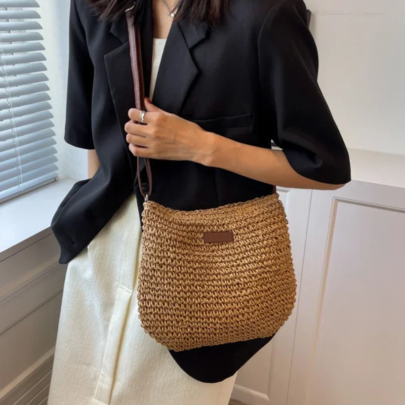 designer décontracté été à la main en rotin sac à bandoulière paille tricoté sacs à main et sacs à main dames sac à main sacs à bandoulière pour les femmes