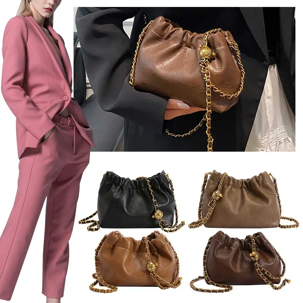 sac fourre tout à bandoulière en cuir pu pour femme, sac hobo plissé, sacoche polyvalente, sac à bandoulière, sac à main pour fille