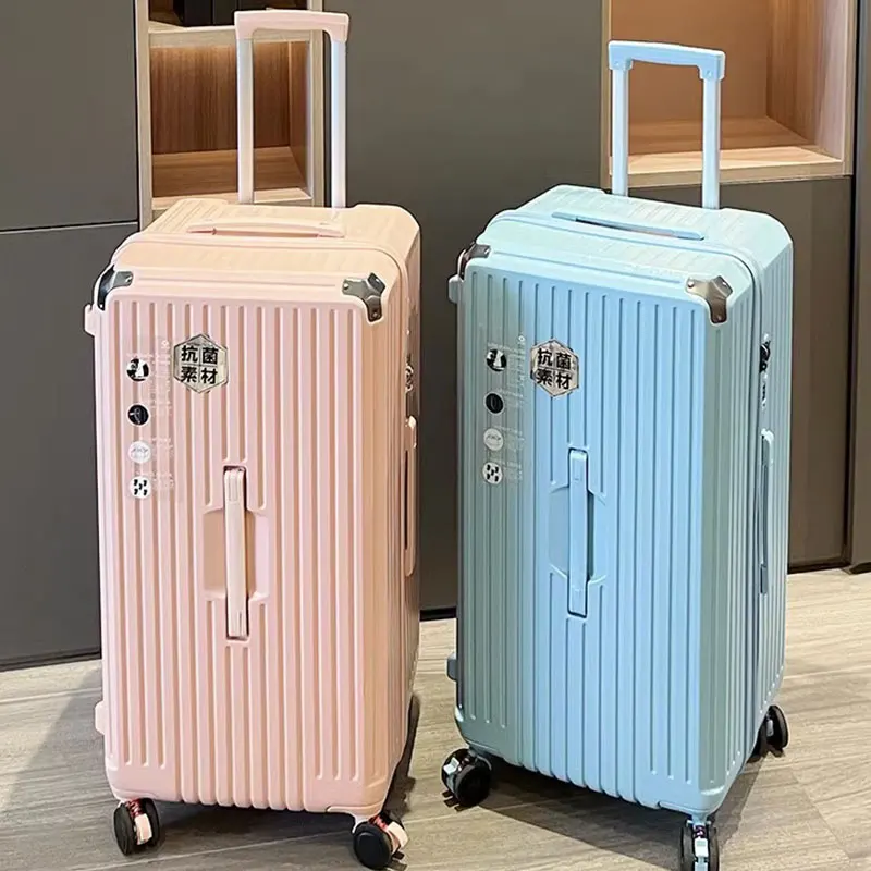 valise de grande capacité avec cinq roues, bagage de voyage rectangulaire avec frein, grande taille, fermeture éclair, vpn