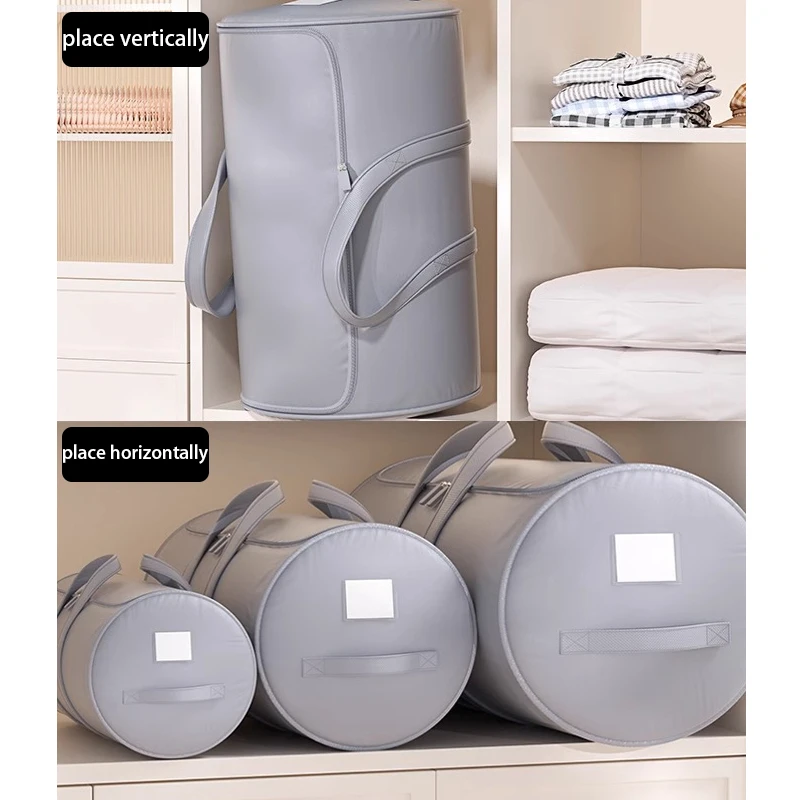 nouveau sac de rangement anti poussière pour couette cylindrique, grande capacité, pliable, organisateur pour ranger les vêtements, les couettes et autres articles