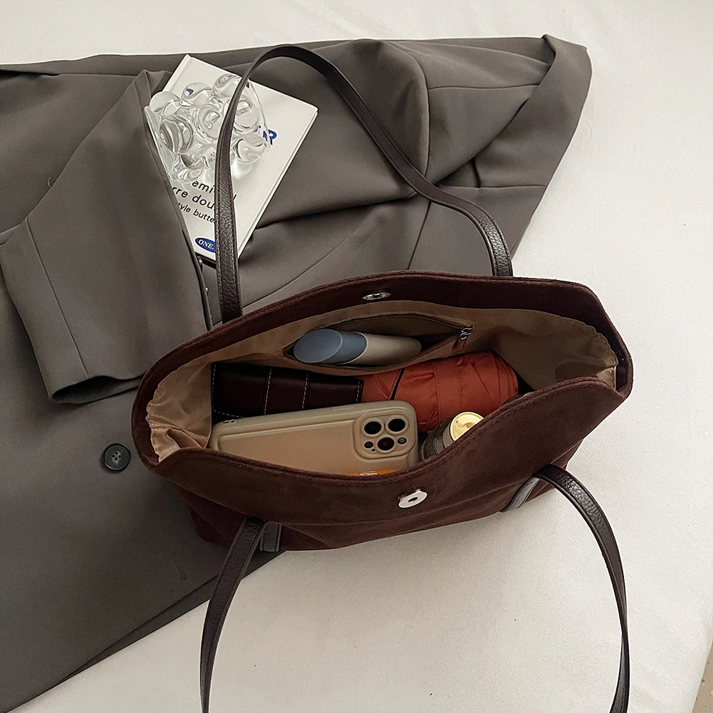 sac à main rétro hobo en daim avec poche intérieure pour femme, sacoche solide pour le travail et le shopping, nouvelle collection