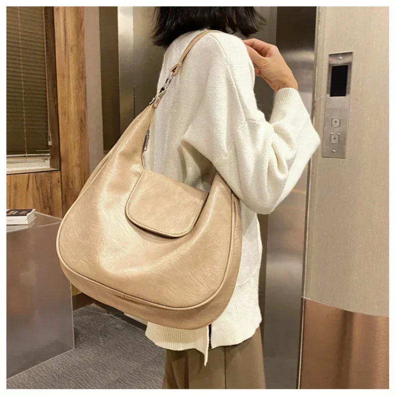 sacs à bandoulière en cuir souple pour femmes, sacs hobo de grande capacité, design de marque de luxe, sacs à main et sacs à main tendance pour dames