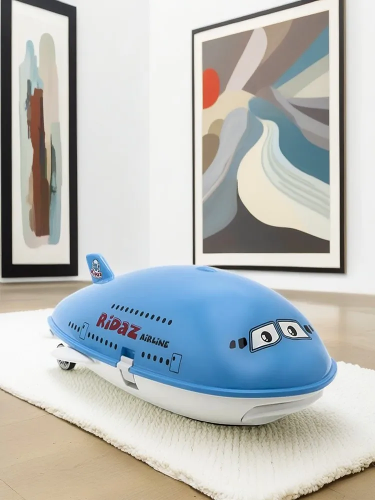 valise jouet à monter pour enfants de 18 pouces, bagage léger sur le thème d'avion pour 3 à 8 ans avec emballage cadeau, valise à roulettes
