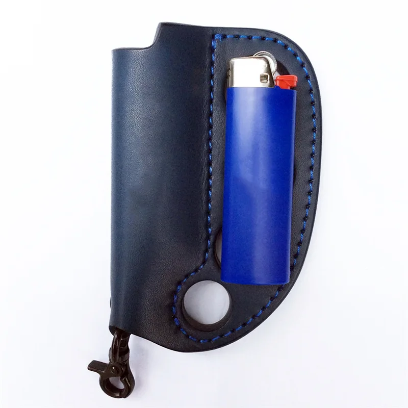 Étui en cuir pu de stockage de briquet d'auto défense de camping en plein air, cadeaux de porte clés de combat polyvalents portables