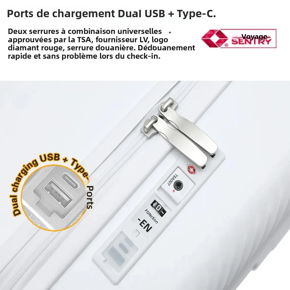 lightgo 20 26 valise rigide 28 pouces avec chargeur usb, serrure tsa, 8 roues (cabine 20 pouces, bagage de 23 kg vérifié 26/28 pouces)