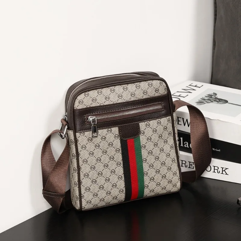 sac à bandoulière carré pour hommes, design de luxe, sacs à bandoulière mode plaid lettre imprimée, sac à bandoulière pour hommes