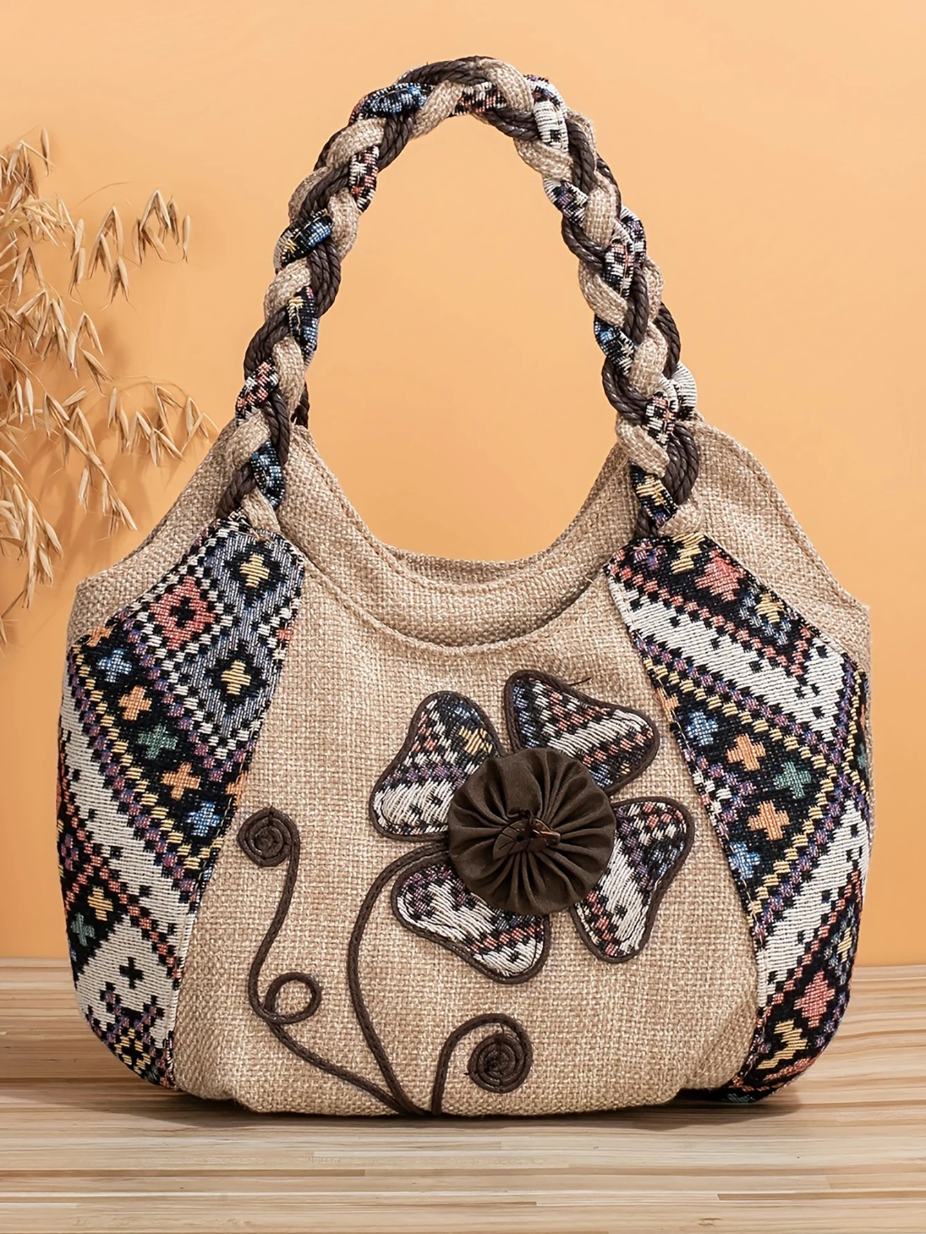 sacs à main de littérature florale, sacs tissés, sacs hobo ethniques rétro, sacs à main bohèmes, sacs à bandoulière légers, sacs à ati elles