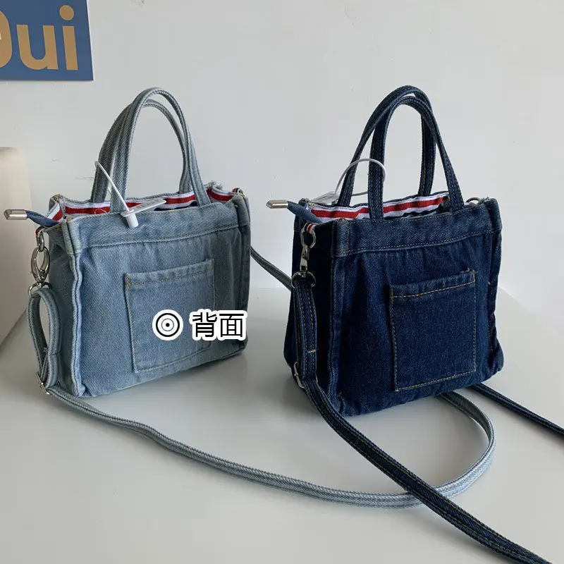 sac à main en denim pour femme et fille, sacoche en toile souple décontractée, style de rue