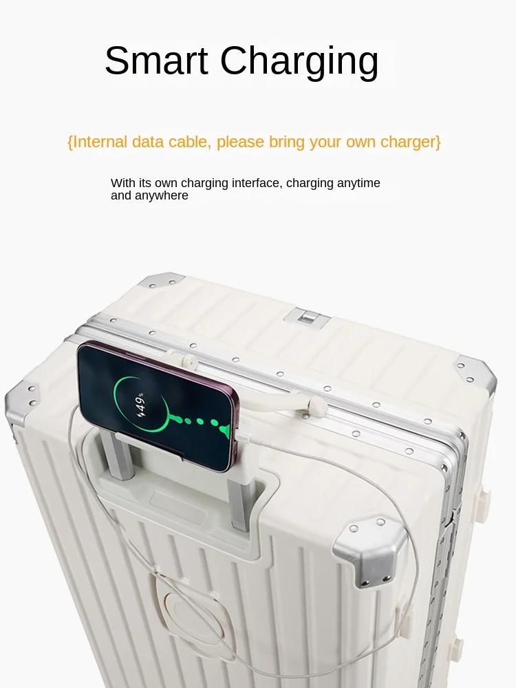 nouvelle valise 30 pouces cadre en aluminium usb charge porte bagages embarquement 20 pouces valises de cabine sur roues avec porte gobelet