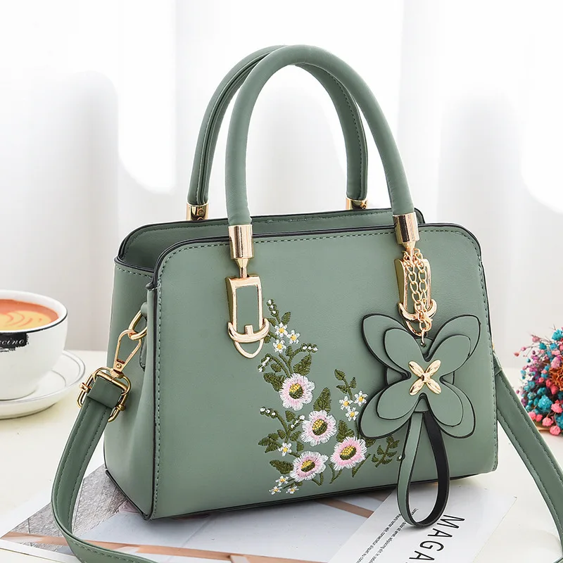petit sac carré brodé à la mode pour femmes, sac à bandoulière simple, sac à main de style artistique frais, usage quotidien décontracté