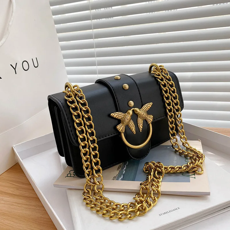 sac à hirondelles, petit sac carré à chaîne classique rétro européenne et américaine, mode de niche, sac à bandoulière simple de haute qualité