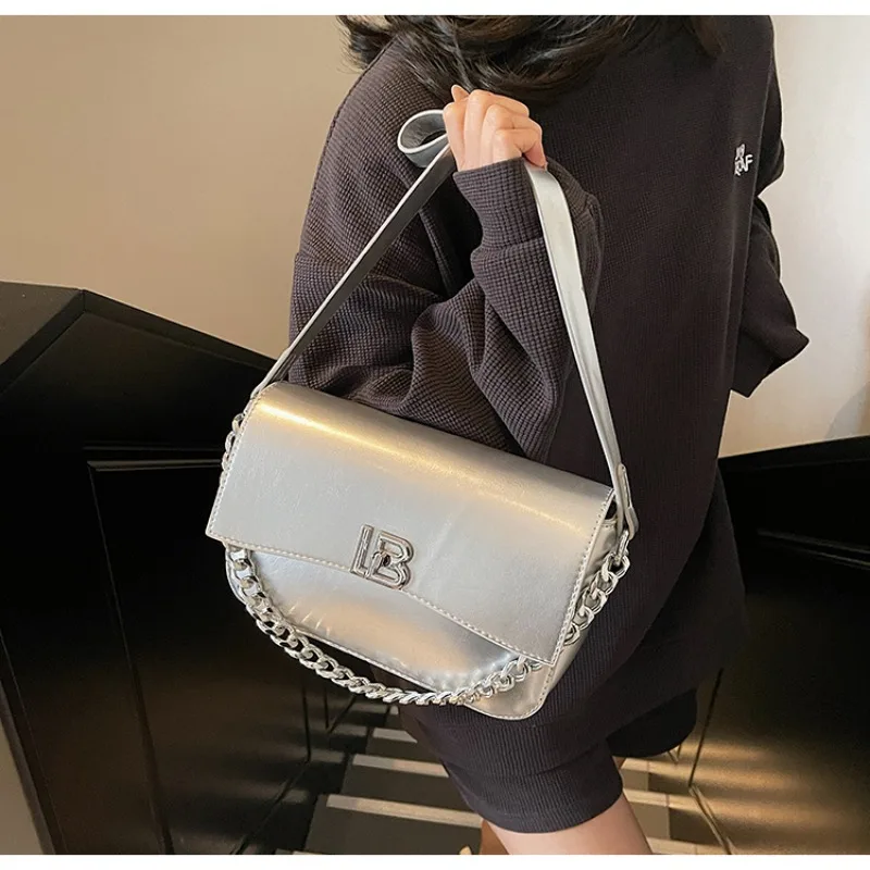 sac à main minimaliste haut de gamme pour femmes, sac à bandoulière vintage unique en cuir, couleur unie, grande capacité