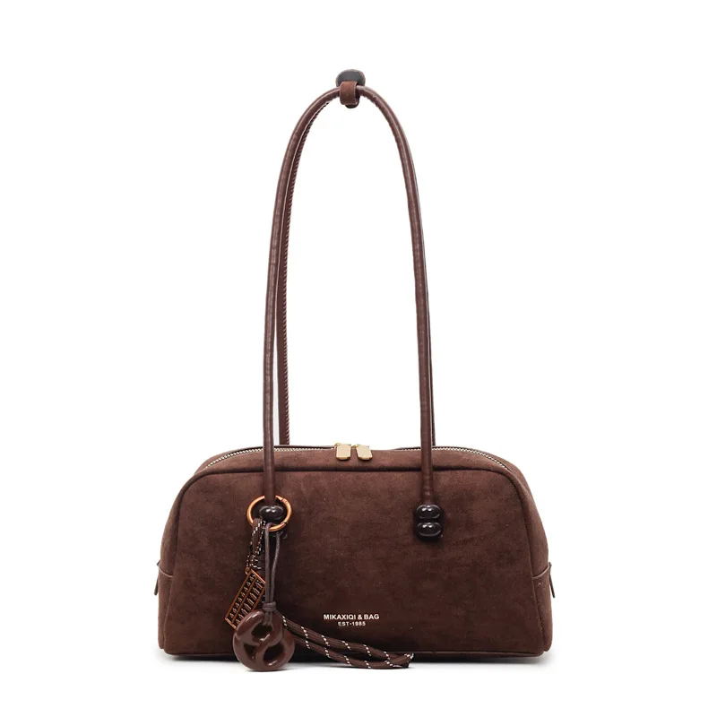 sac boston en daim de luxe pour femmes, sac à bandoulière de grande capacité, sac à main élégant pour le travail et les déplacements, nouvelle collection 2025