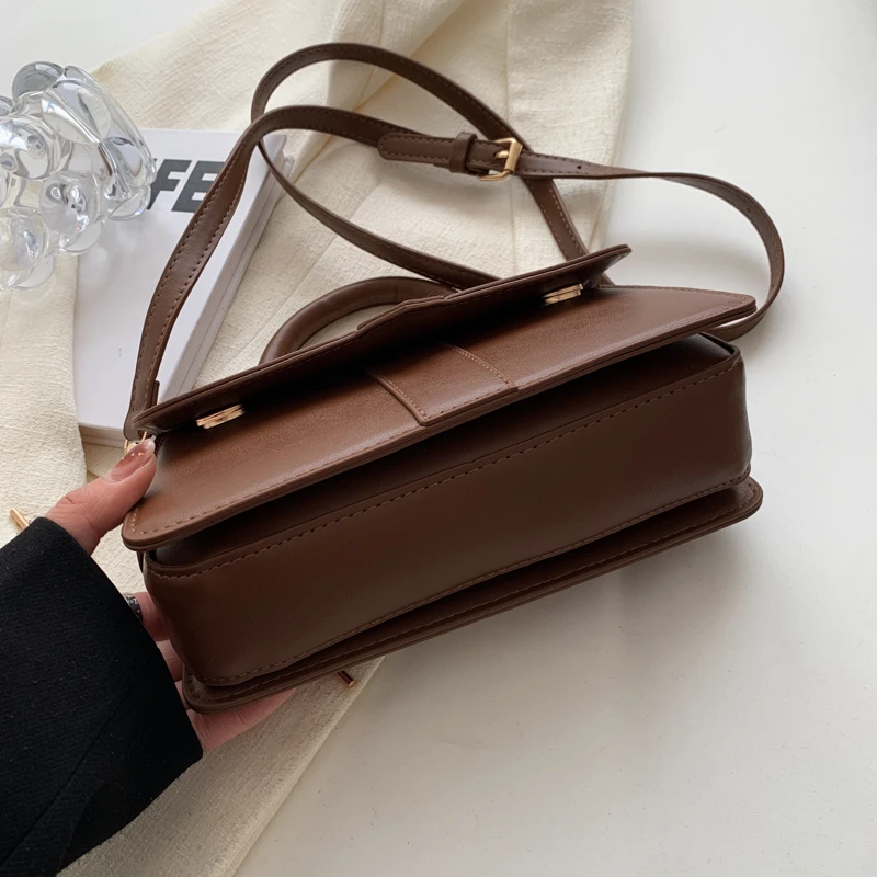 sac à main en cuir pu pour femme, sac à bandoulière, sac sous les bras vintage, cartable carré, noir, mode initiée