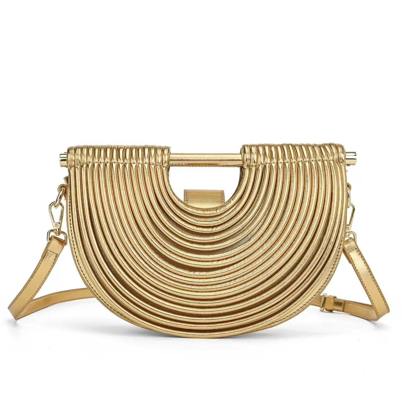 Sacs à main pour femmes 2025 nouvelle marque de créateur de luxe en or sacs à nouilles tissés à la main corde nouée tirée demi-lune argent pochette de soirée