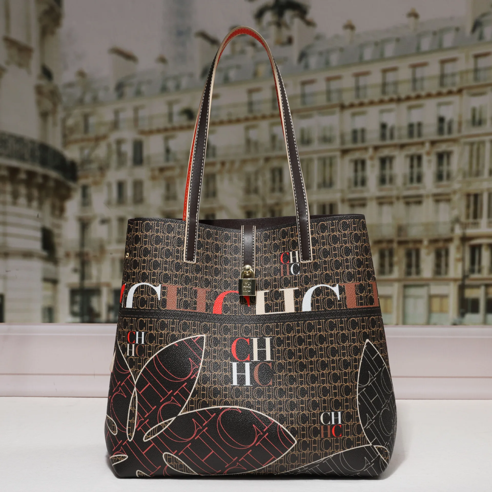 carolina herrera – sac seau tendance, fourre tout de style rétro, grande capacité, rue polyvalent, lettre imprimée, sac de luxe léger pour fille