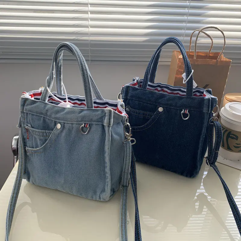 sac à main en denim pour femme et fille, sacoche en toile souple décontractée, style de rue