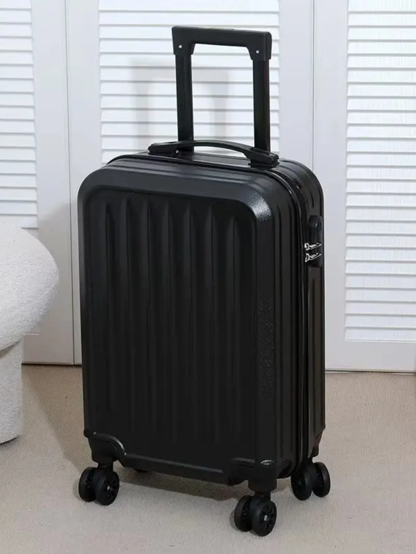 valise à coque rigide de 20 pouces, grande capacité, boîtier de chariot de voyage pour étudiants, fermeture éclair avec verrouillage par mot de passe, matériau abs + pc durable, poignée en fer et aluminium, roue rotative