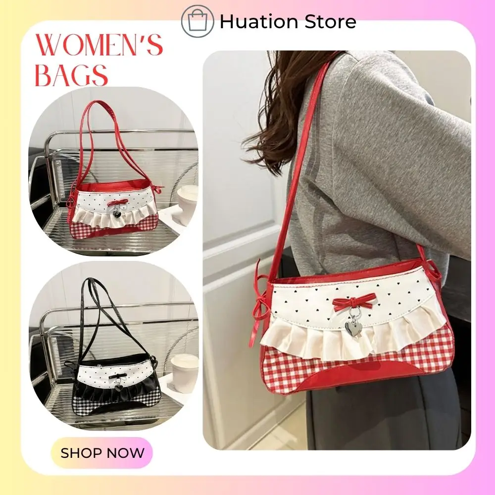 Sac à main à nœud sous les bras pour femmes, sac d'oreiller tendance, sac à bandoulière polyvalent en dentelle, sac à main doux et mignon
