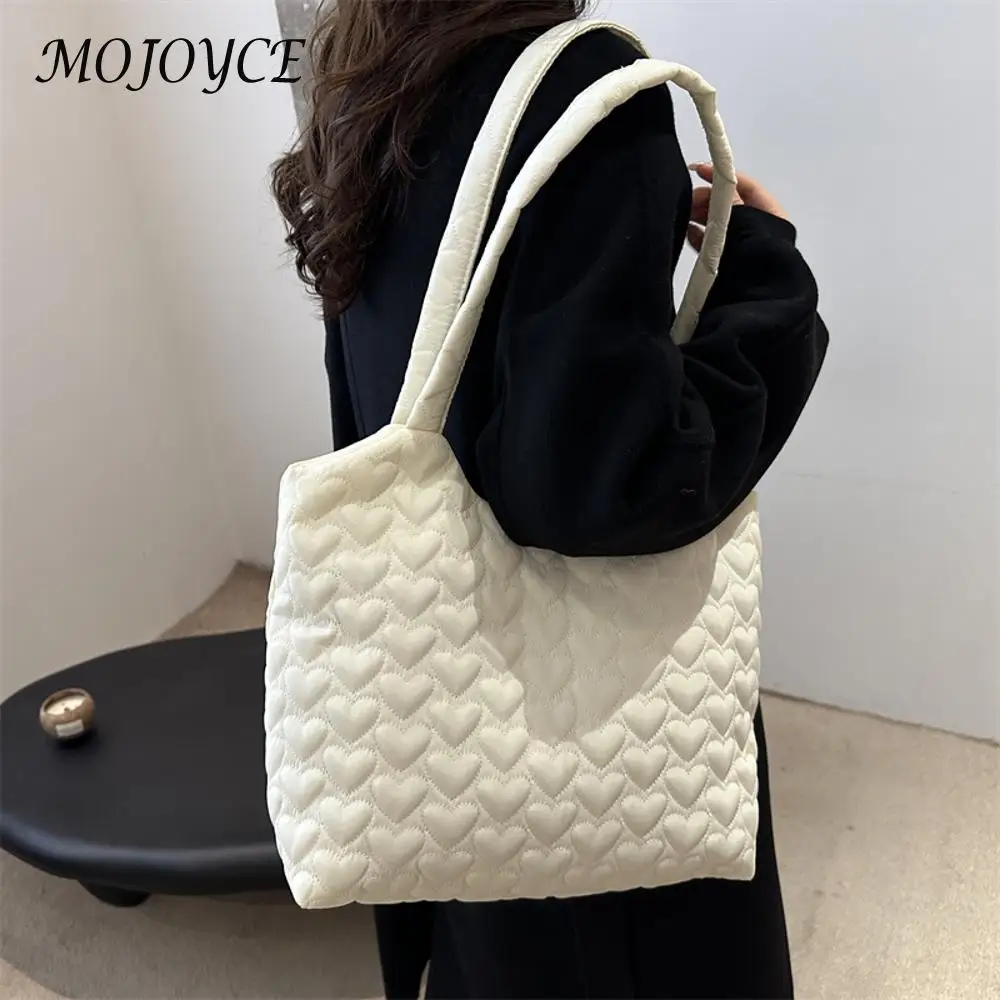 sac fourre tout à motif cœur pour femme, sac sous les bras, sac cartable solide, grande capacité, travail, voyage