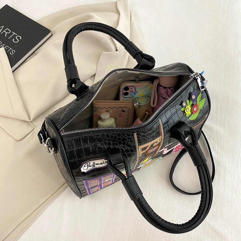 boston sac à main brodé pour femme, sac à main de luxe, sac à bandoulière design, cartable mignon, haute qualité, mode initiée