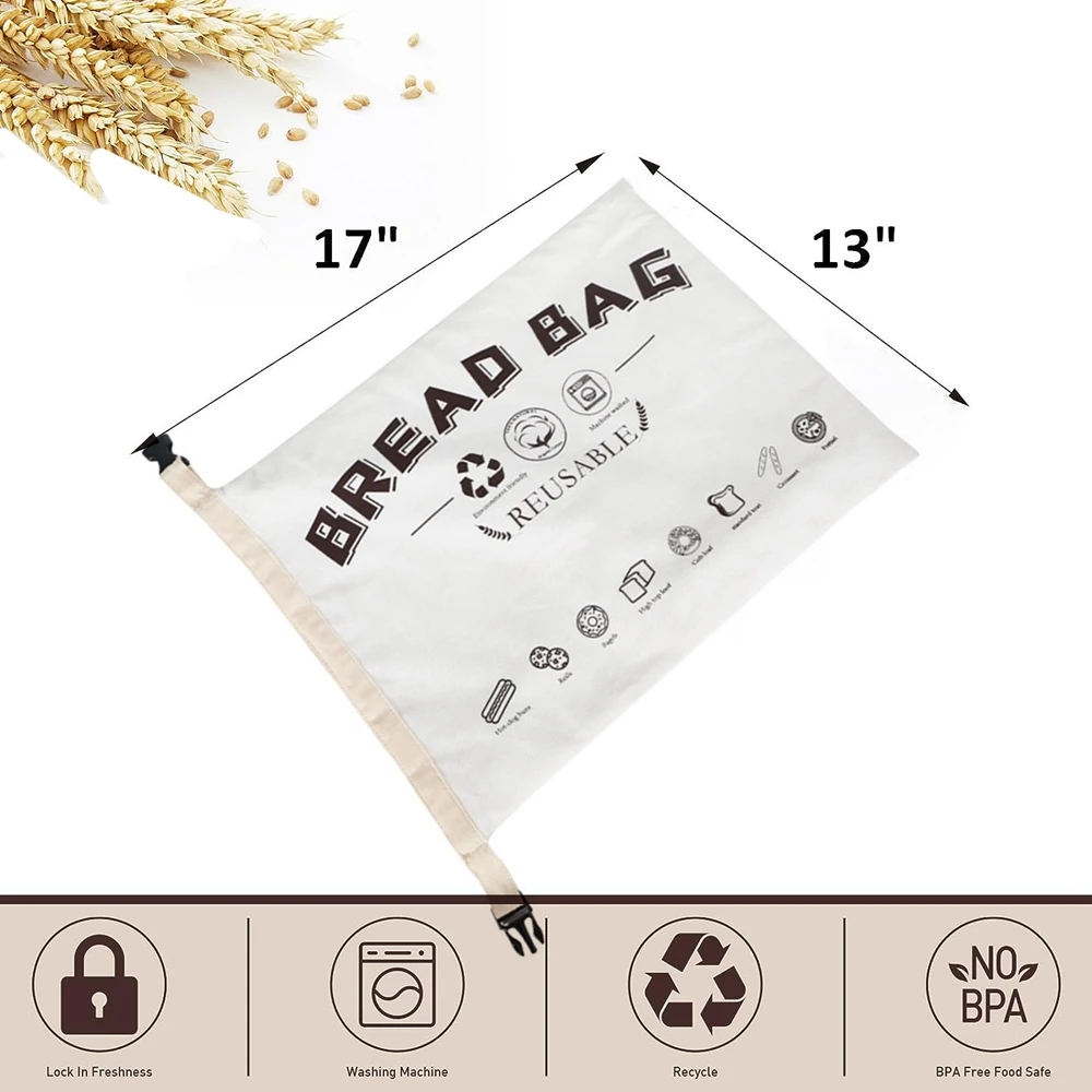 sac à pain biologique réutilisable, pour pain fait maison, cadeau pour donner du pain frais, récipient avec double doublure, grand pain