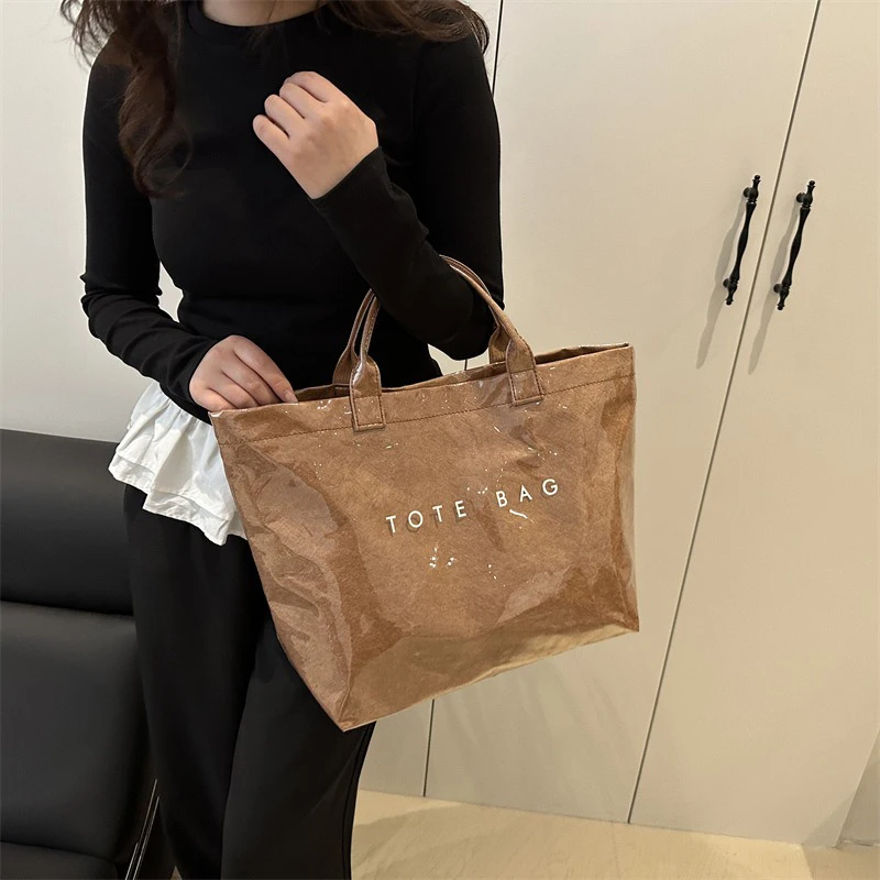 Sac fourre-tout, lettre rétro, sac à main polyvalent décontracté, minimaliste Transparent, Simple, banlieue, sac de grande capacité pour femmes