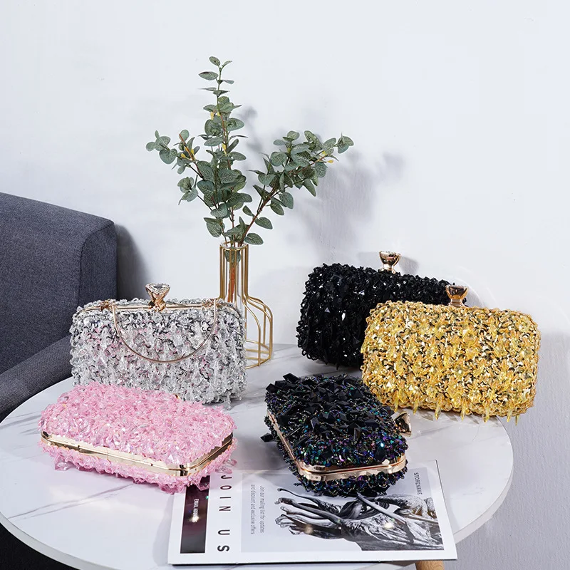 sacs à main de banquet perlés à paillettes de luxe pour femmes, sacs à main de soirée, pocommuniste pour dames, petit sac initié, nouvelle mode, 2022