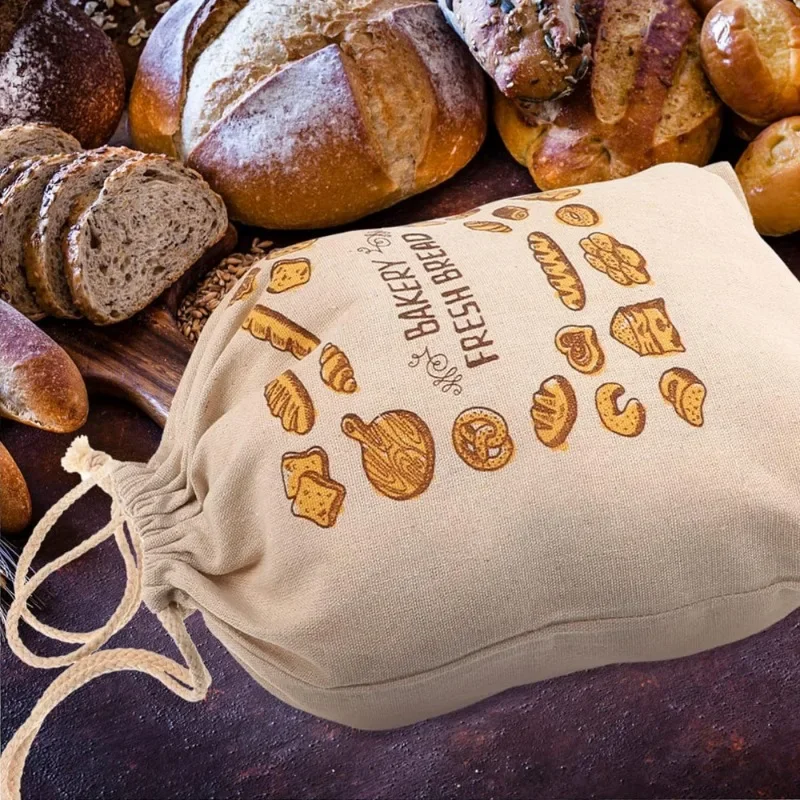 sacs de stockage des aliments réutilisables en lin avec ficelle, sac à baguette en coton, grande proximité, cuillère à soupe fraîche, respectueux de l'environnement, évaluation de la cuisine, jxbags
