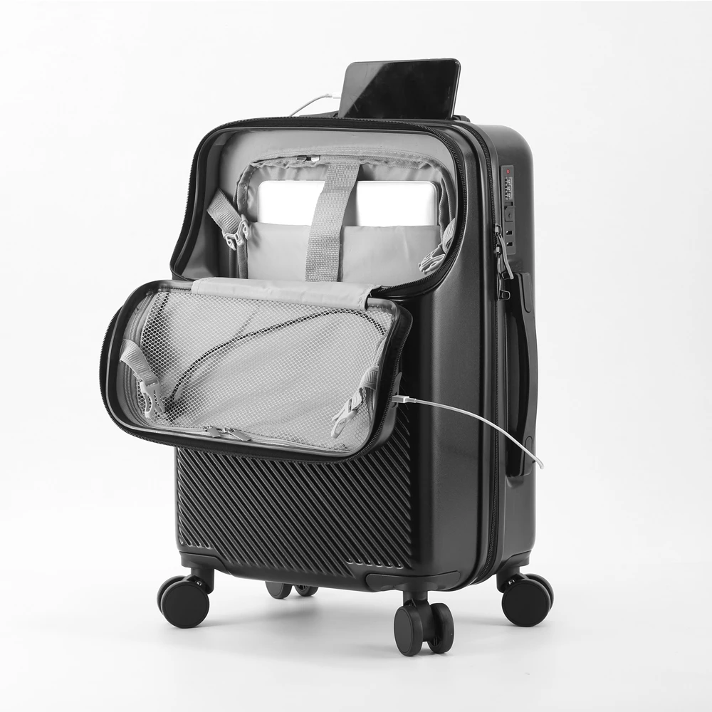 valise bagages valise d'affaires élégante avec porte gobelet compacte 20 pouces légère bagage à main