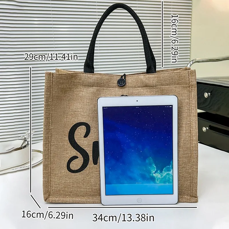 fourre tout tissé sac femmes nouveau motif peint à la main lettre fourre tout sac en toile sac à provisions sac à main