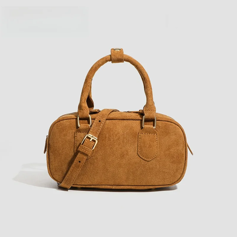 2025New Boston Bag pour femmes, sac à bandoulière en Faux daim, sac de Bowling, sac à main décontracté pour femmes Shopping Trip automne et