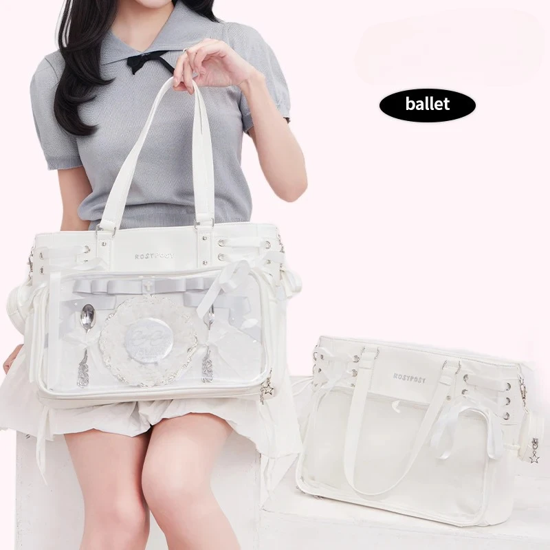 bandage bow ita sac haute capacité sous les bras sac femme douce fille transparent bolsos mujer sacs à bandoulière pour femme carré bolso