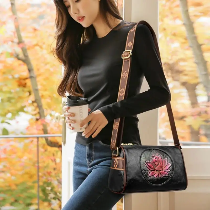 sac à main décontracté en cuir souple pour femmes, sacs à bandoulière, nouvelle mode imprimée, fourre tout pour dames, 2024