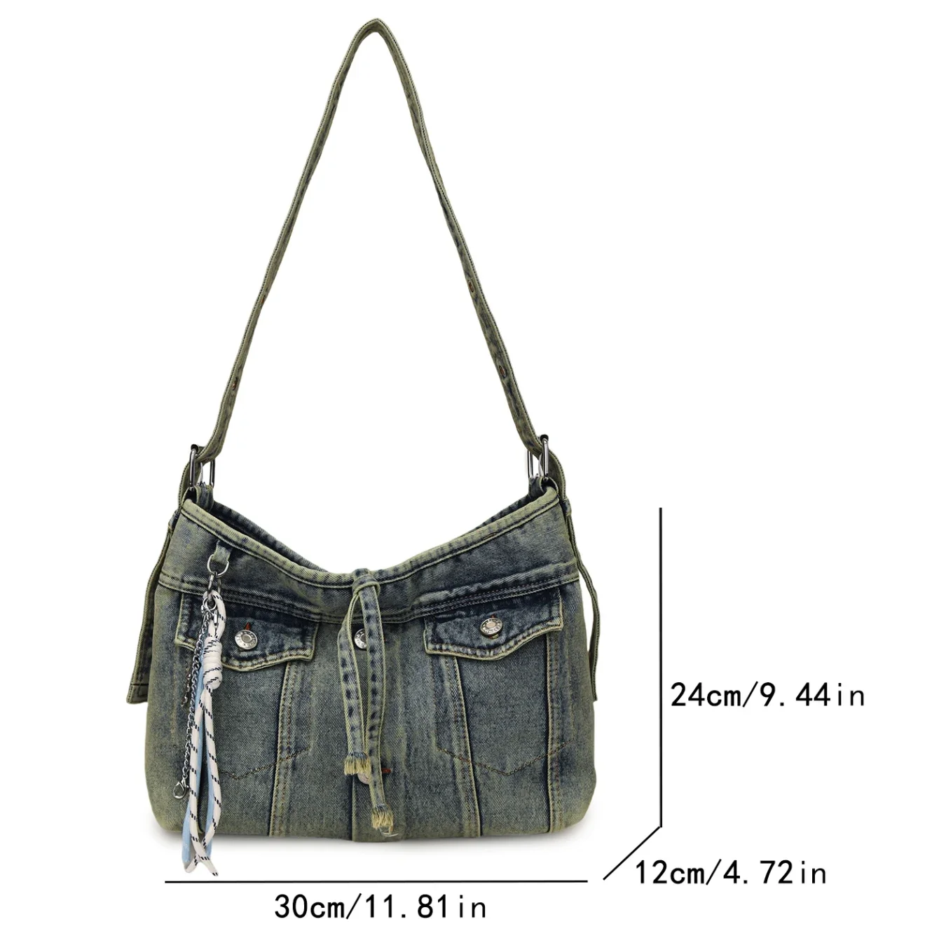 sac cartable décontracté multifonction grande capacité pour femmes, sacoche vintage en denim, sangle réglable, fourre tout à bandoulière