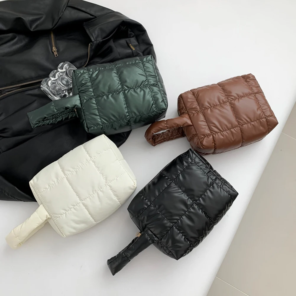 trousse de maquillage matelassurera pour femme, porte cosmétiques, grande capacité, portable, poudres cosmétiques, poignée, document solide, voyage en plein air