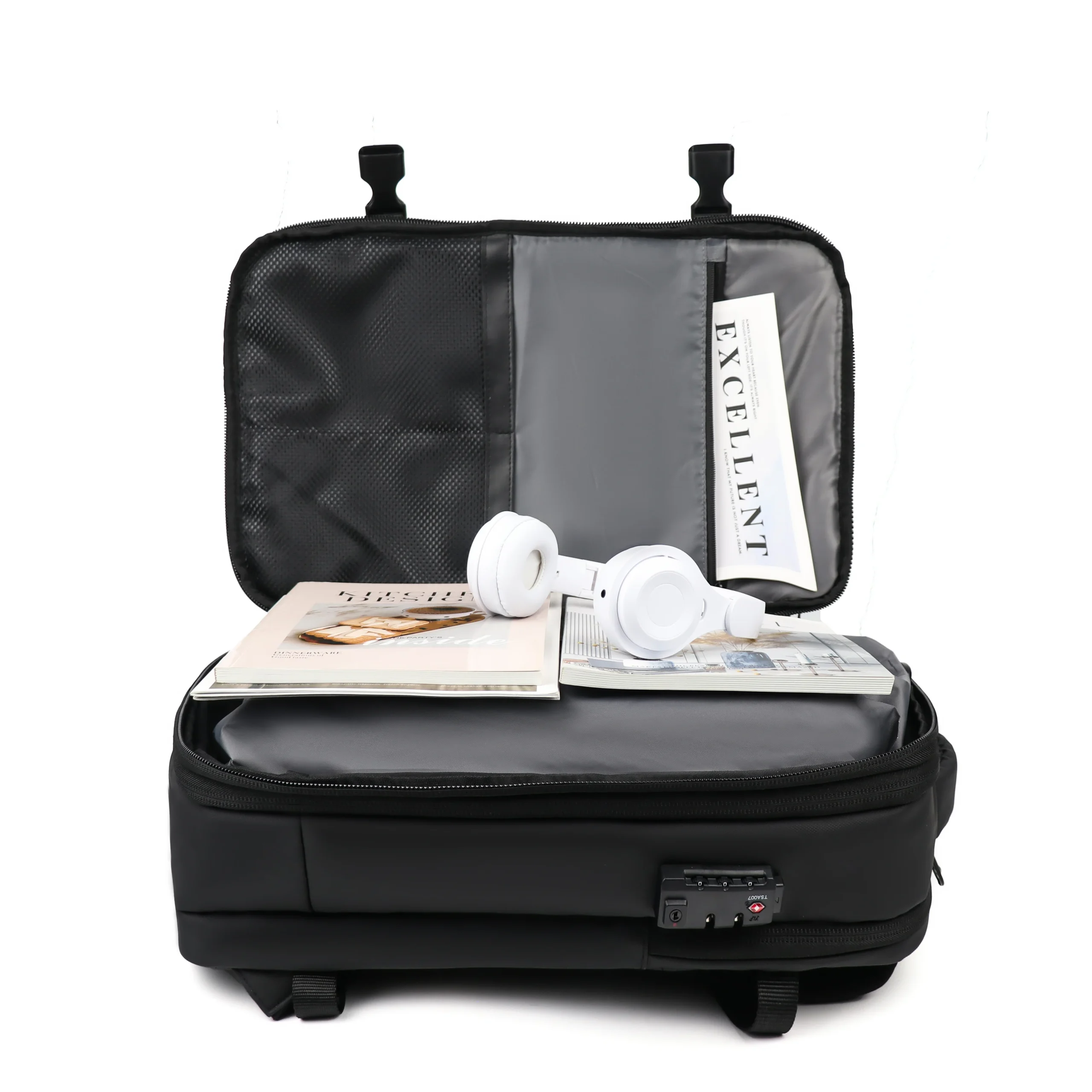 sac à dos de voyage à joint sous vide, système de compression d'air extensible de 60l, résistant à l'eau, serrure tsa, valise à main (sans pompe)