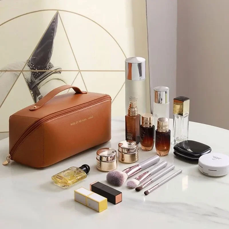 trousse de toilette de maquillage de grande capacité pour femmes, trousse de maquillage, pochette de rangement, boîte de luxe pour dames, sac de rangement, sac de voyage à fermeture éclair pour cosmétiques