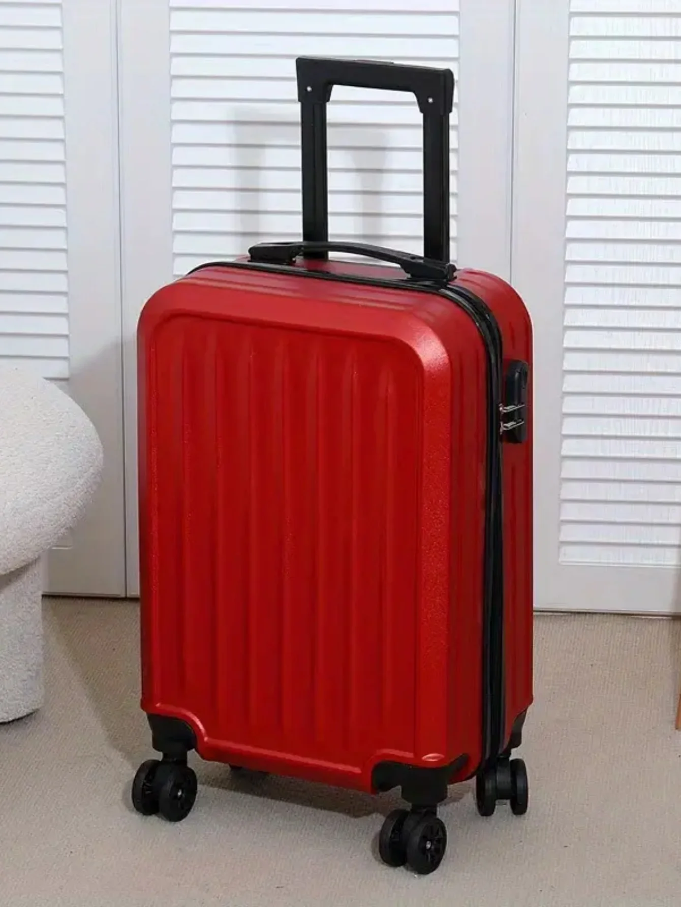 valise à coque rigide de 20 pouces, grande capacité, boîtier de chariot de voyage pour étudiants, fermeture éclair avec verrouillage par mot de passe, matériau abs + pc durable, poignée en fer et aluminium, roue rotative