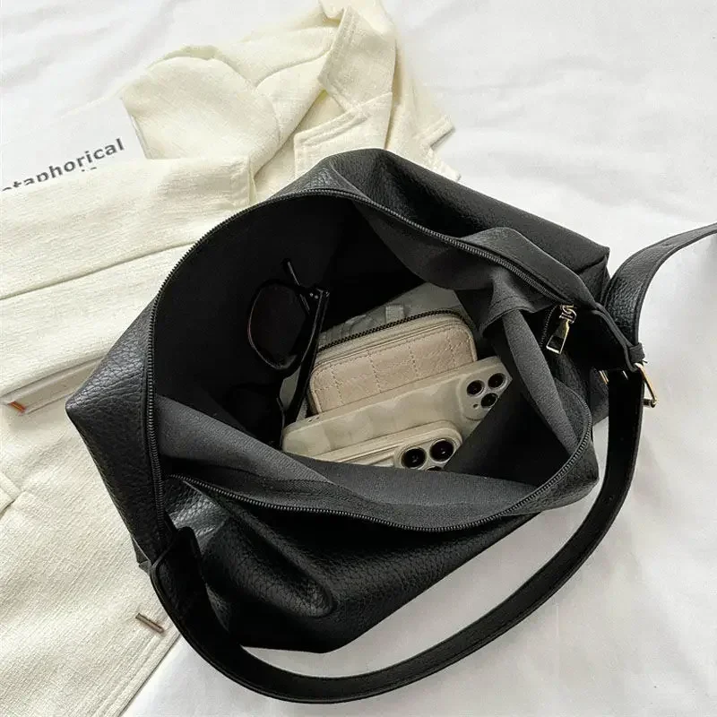 sac fourre tout en cuir pour femmes, tendance, simple, grande capacité, sac à bandoulière, sacs à main, sacoches, 2024