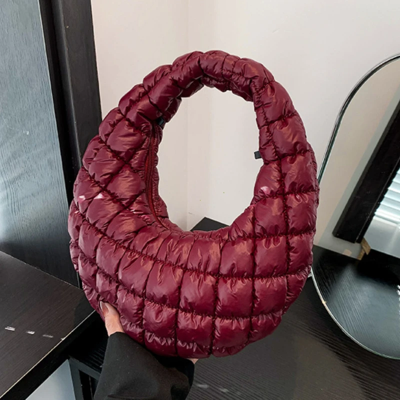 sac à main matelassé en fil brodé pour femmes, mini sacs à main plissés en nuage, pochette légère rembourrée, petits sacs à bandoulière en coton